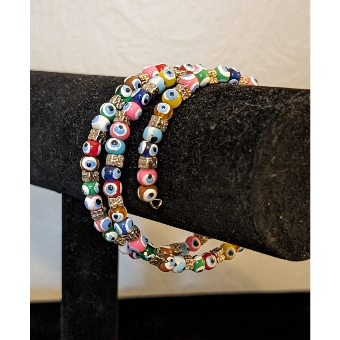 Multi-Color Protection Wire Wrap Bead Bracelet