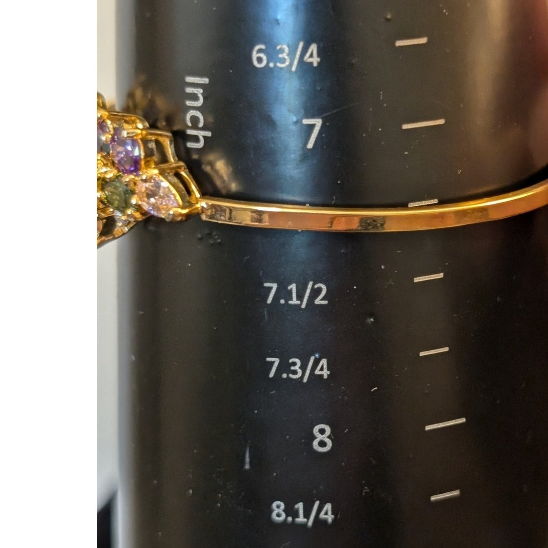 Gold Tone Multi-Color Crystal/CZ Stone Cluster Bangle Bracelet