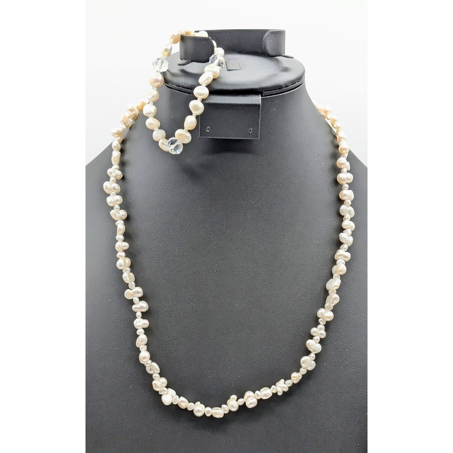 Natural Genuine Peanut & Baroque Irregular Shaped Pearl Necklace & Bracelet Set