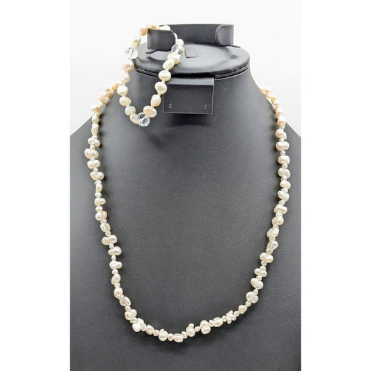 Natural Genuine Peanut & Baroque Irregular Shaped Pearl Necklace & Bracelet Set