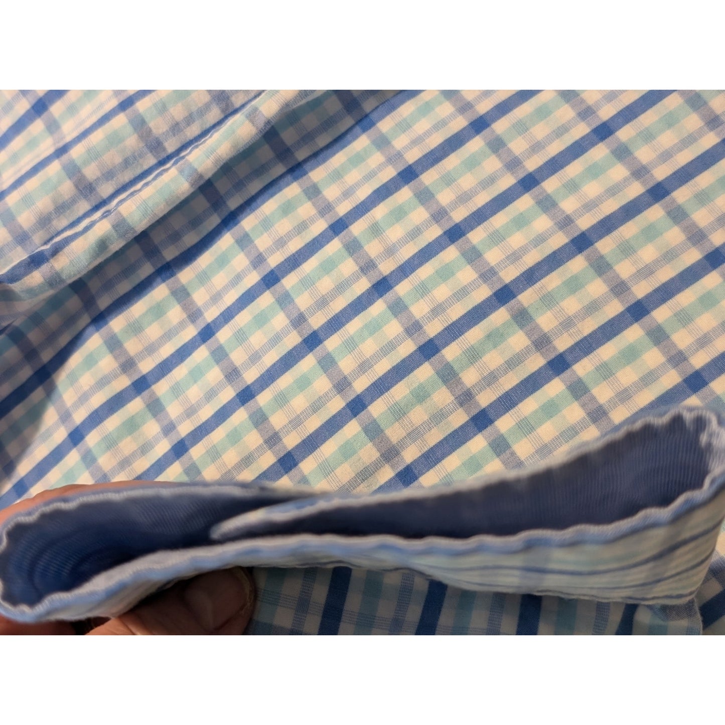 Izod Slim Fit Blue Green Plaid Cotton Button Down Long Sleeve Shirt Mens Sz XL