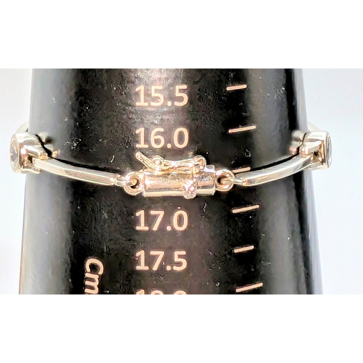 VTG 925 Sterling Bezel Set CZ Bar Link Tennis 7" Slide In W/ Safety Bracelet
