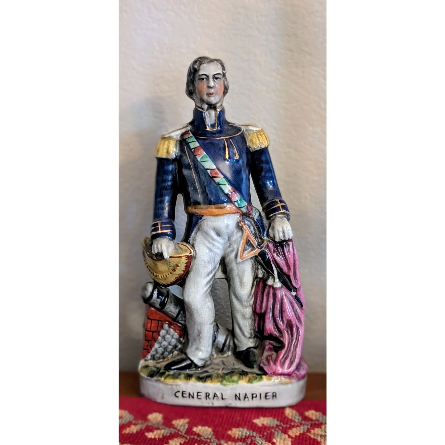Antique 1850 Unmarked Staffordshire 'Ceneral Napier' Misspelled 10.5" Figurine