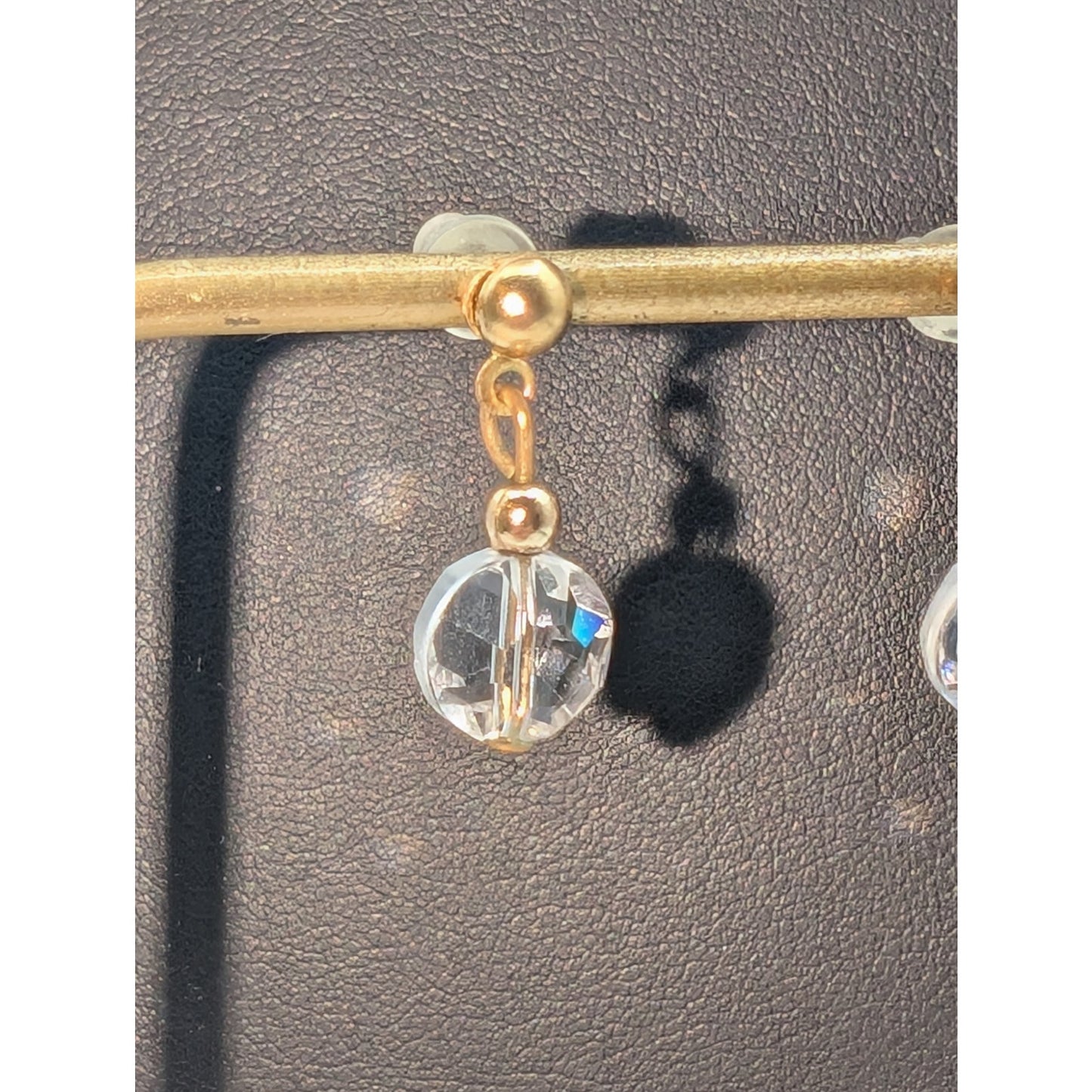 Vintage Gold Tone Crystal Bead Drop Dangle Earrings