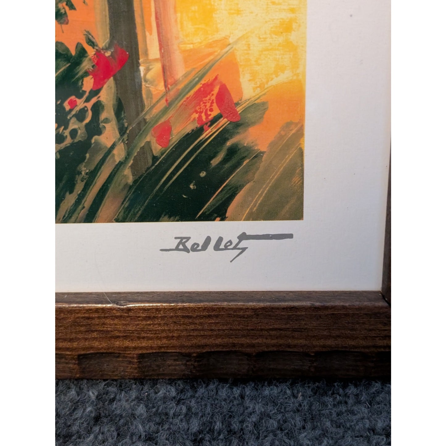 "Pleine Floraison" Emile Bellet 2002 Seriolithograph Wood Framed Under Glass