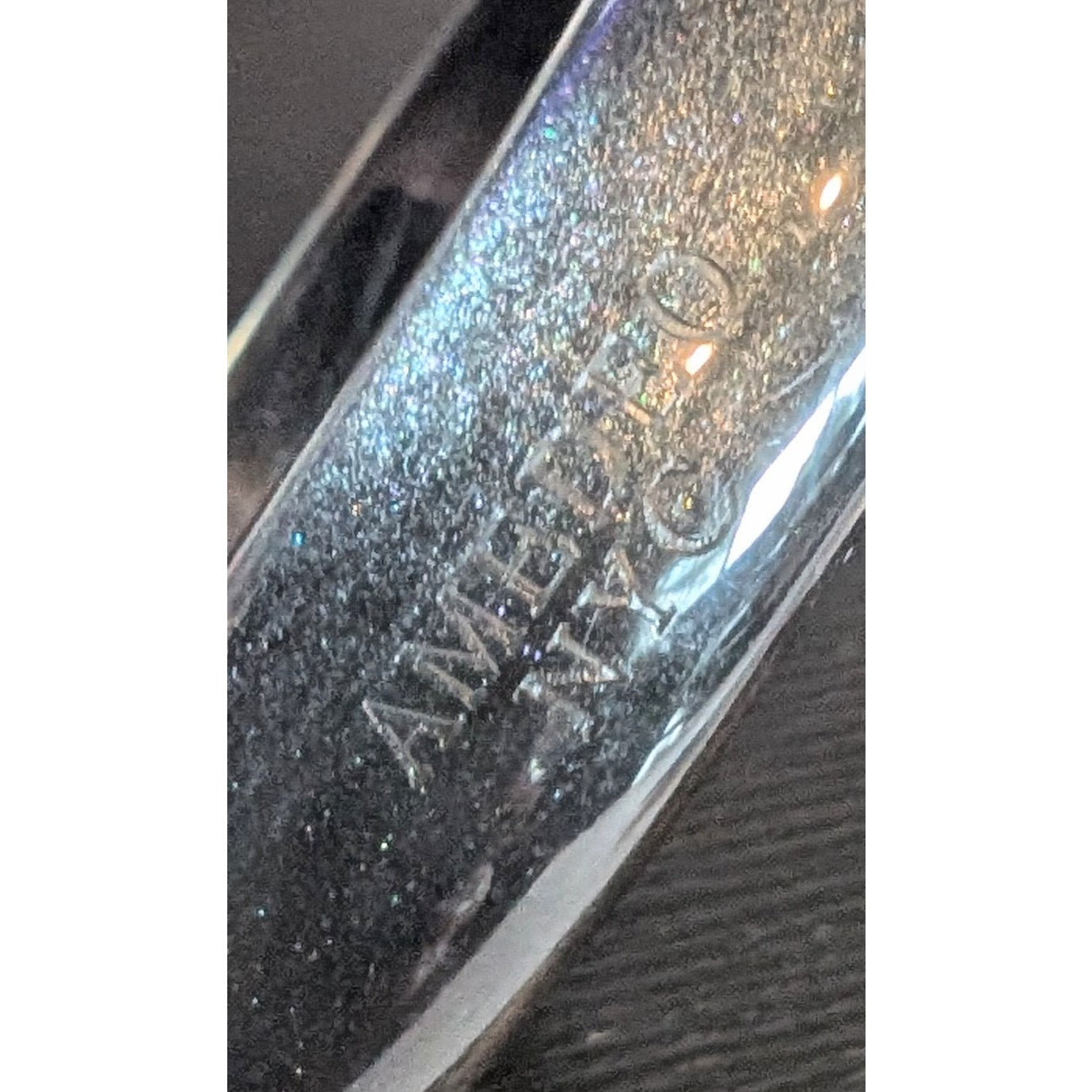 Vintage Signed Amedeo NYC Shimmering Lucite Black/gray Bangle Bracelet