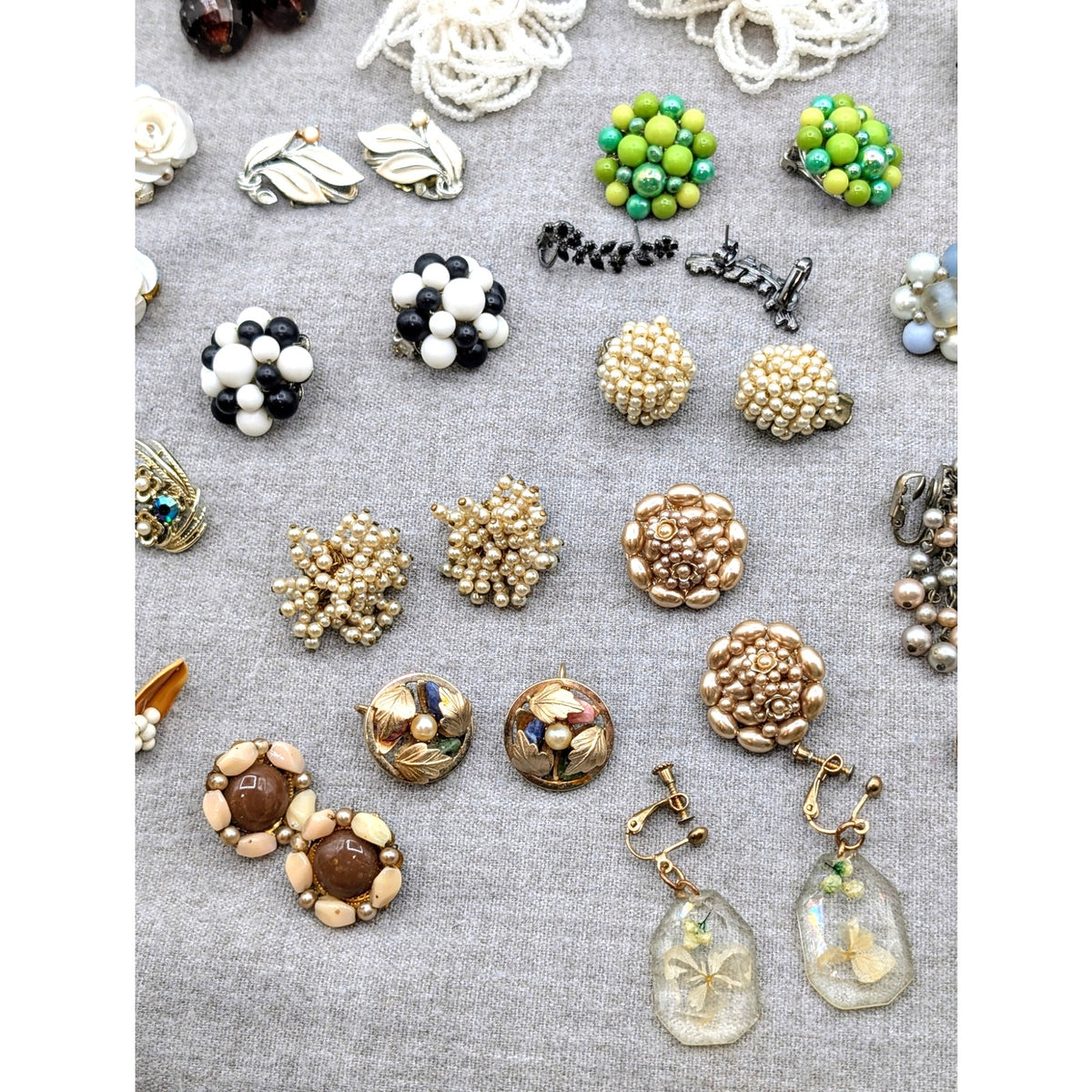 Lot of 27 Pair Vintage Clip On Screw Back Many 'Japan' Earrings