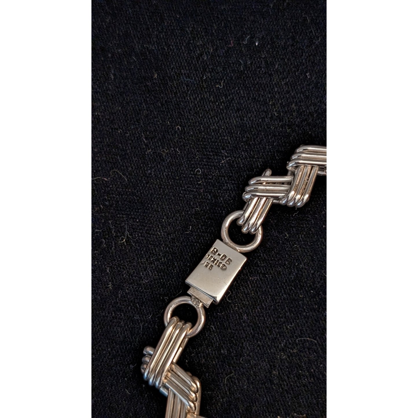 Vintage Mexico Modernist 925Sterling Silver Solid Zig Zag Necklace Bracelet Set