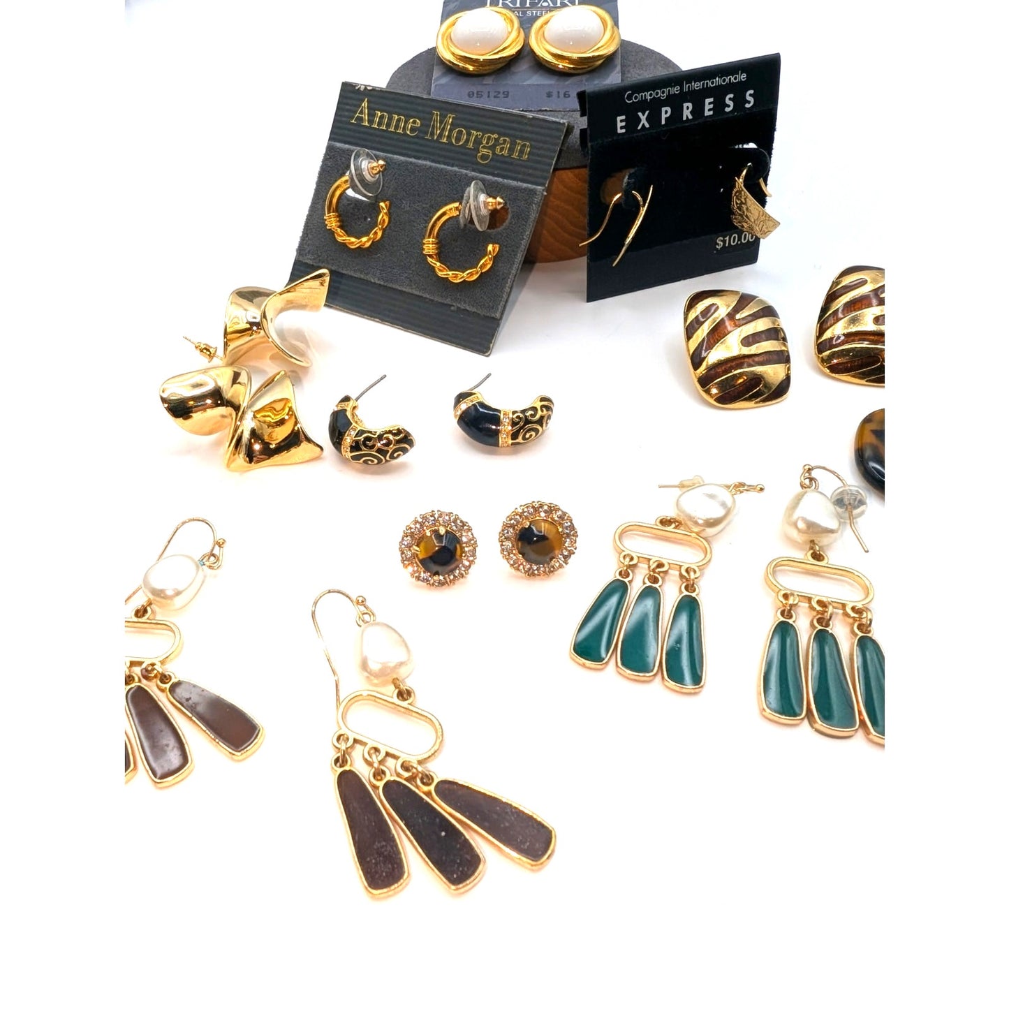 Lot of Twelve Pair Gold Tone Earrings Some NWT