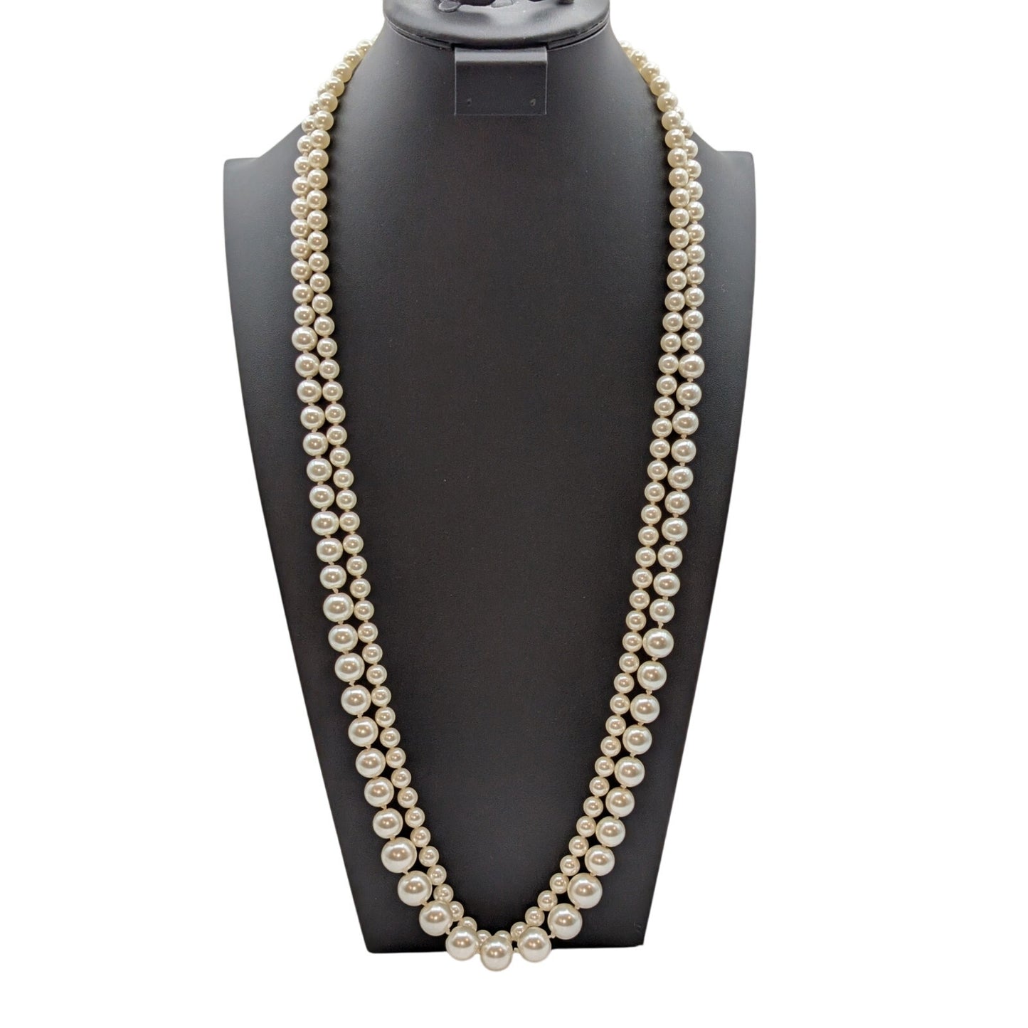 Lot of Three Strands Knotted Glass Faux Pearls to Layer or Wear Alone