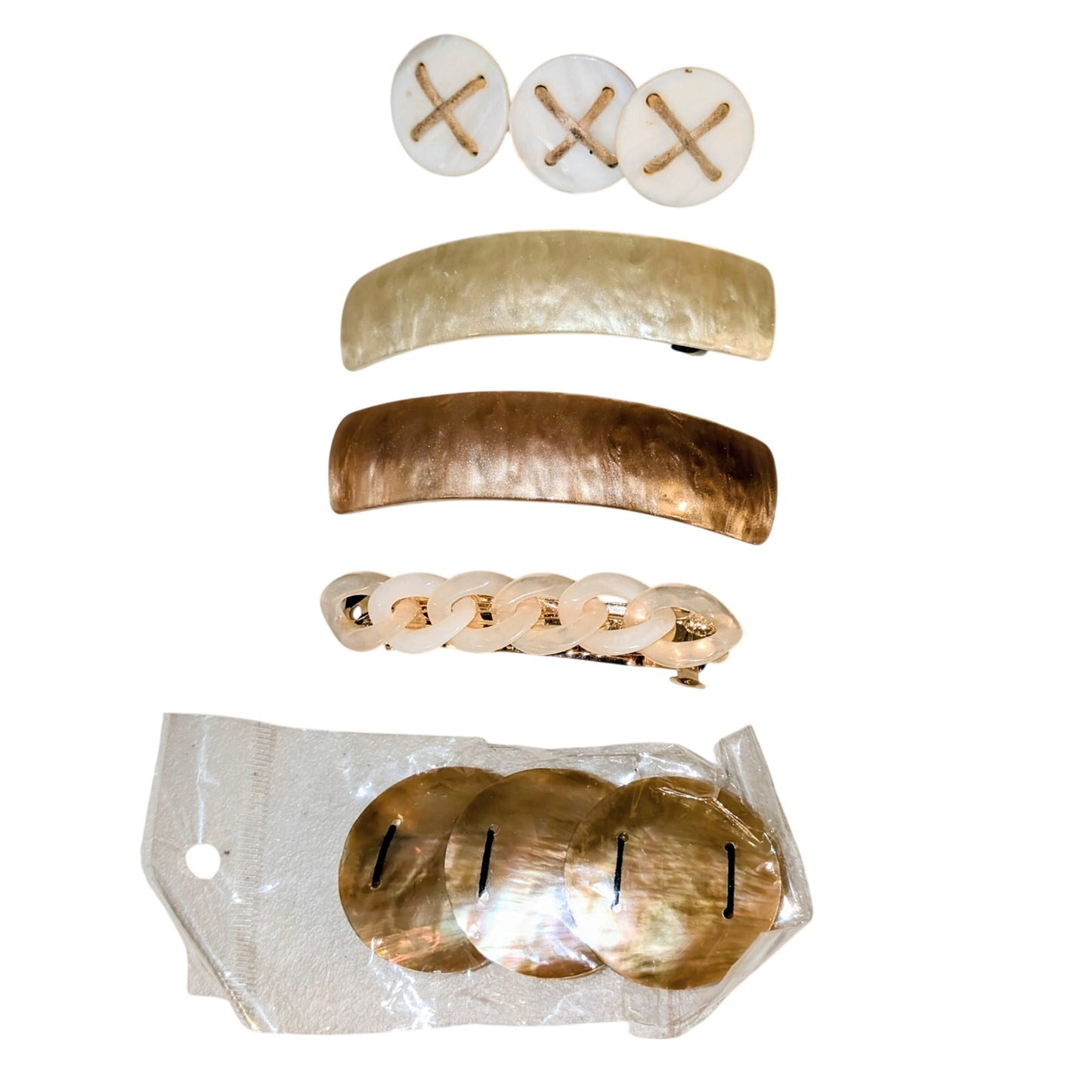 Lot of Five Shell Shell Look Lucite Vintage Barrettes