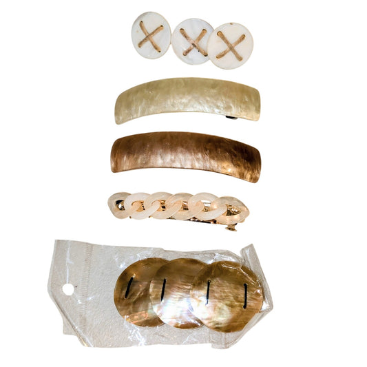 Lot of Five Shell Shell Look Lucite Vintage Barrettes