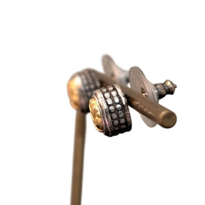 Brighton Two-Toned Ridged Wheat Design Engraved Stud Earrings