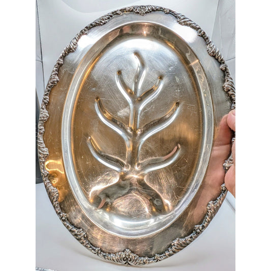 Vintage/Antique King Richard Silver Plate Large Heavy Footed Meat Platter