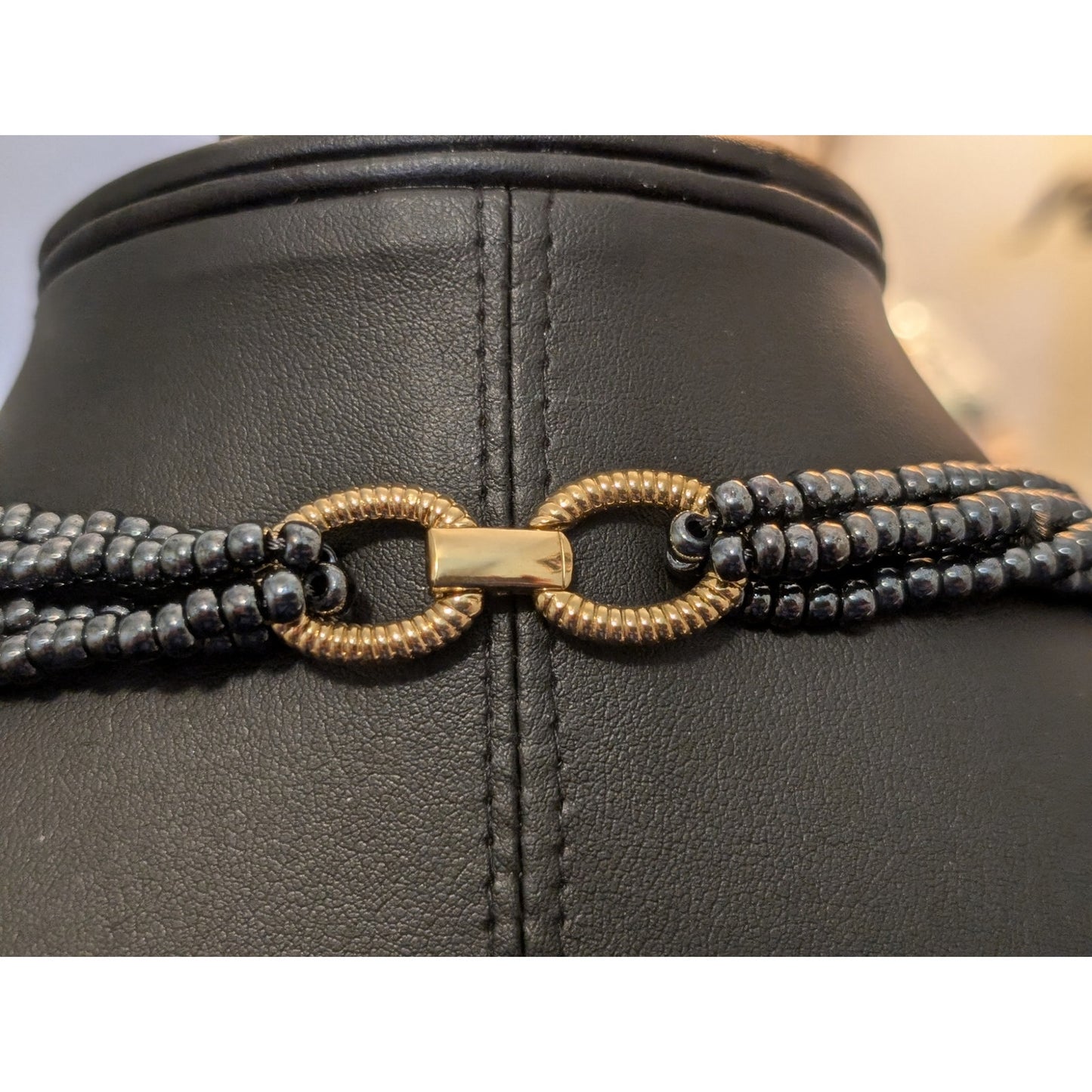 Louis Feraud Paris Doubled Over Two Strand Caviar Bead 1983 Vintage Necklace