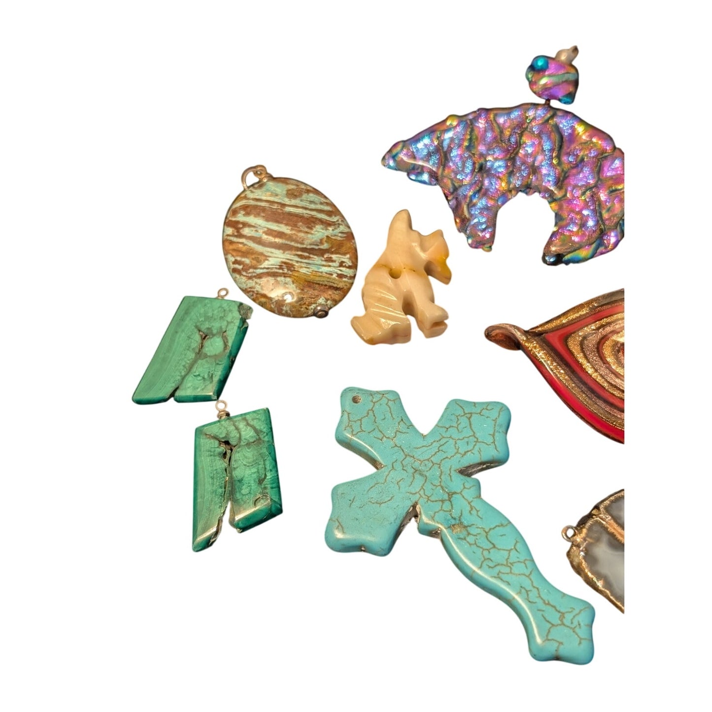 Fifteen Stone/Glass & One Heavy Resin Pendant Lot