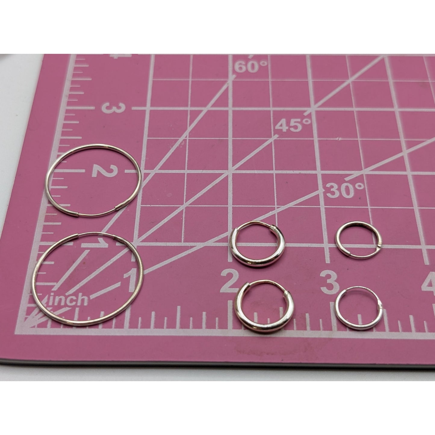 Vintage Three Pair 925 Sterling Silver Hoop Earrings