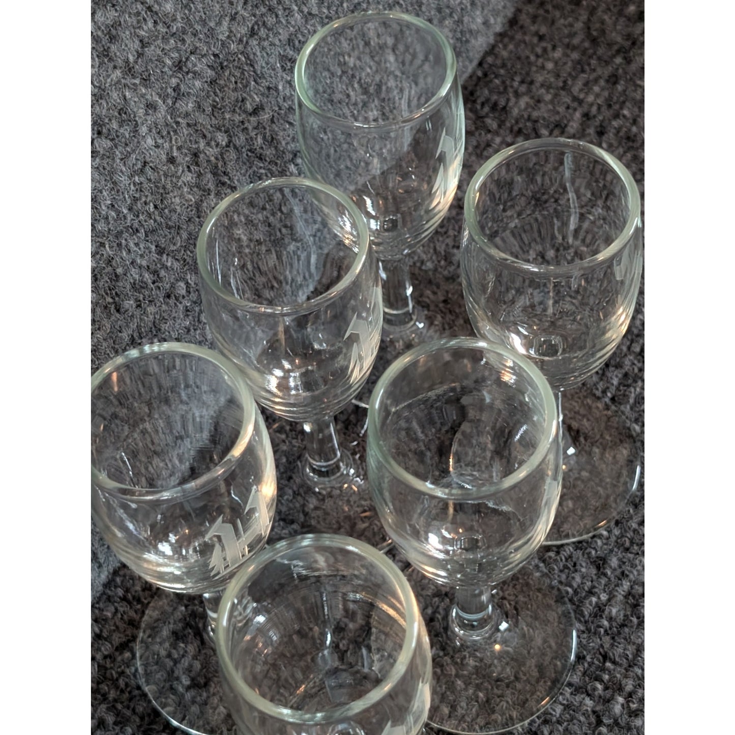Set of 7 Embossed Initial 'H' 4.5" Tall 2 oz. Cordial Liqueur Glass Goblets