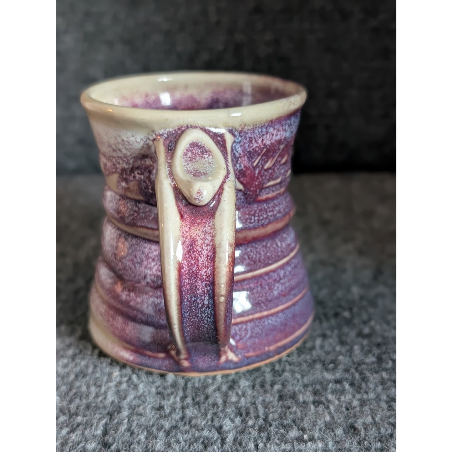 Purple Banded Studio Pottery Mug Signed 12