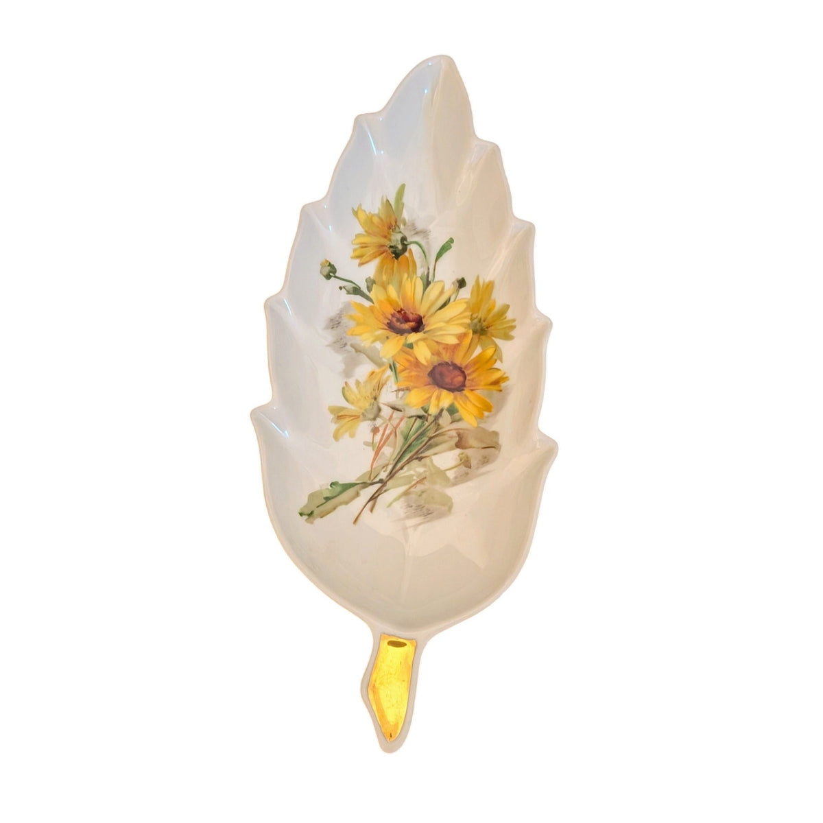 Vintage Old Nuremberg Daisy Pattern Leaf Shape Candy Dish Bavaria Germany