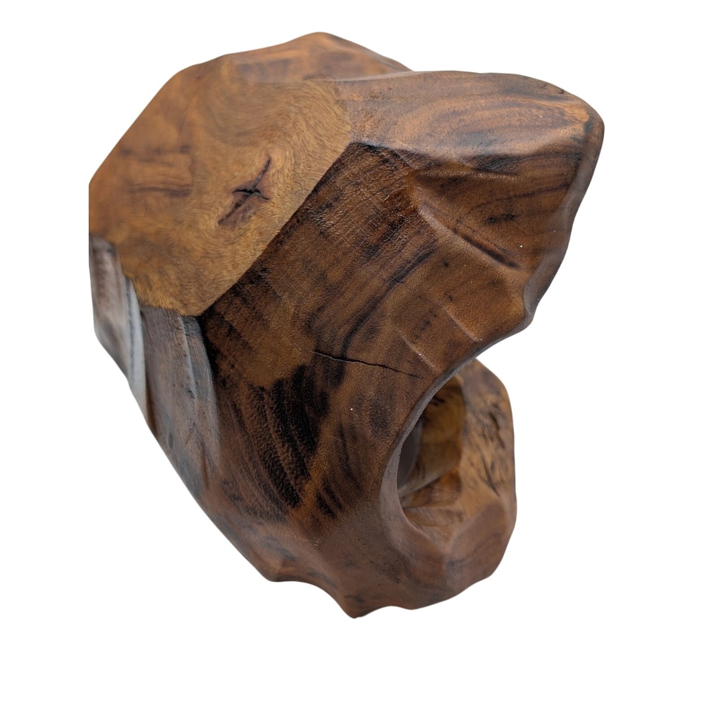 Artisan Hand Carved Burl Wooden Basket/Bowl/Trinket Dish