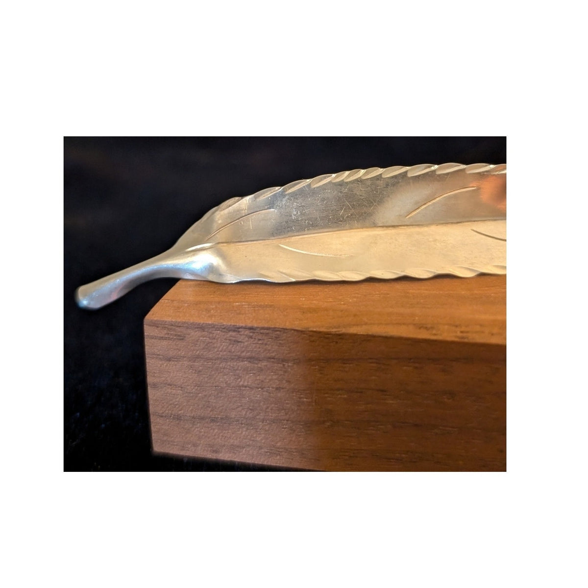 Vintage Stuart Nye Sterling Silver Leaf Feather Brooch Pin