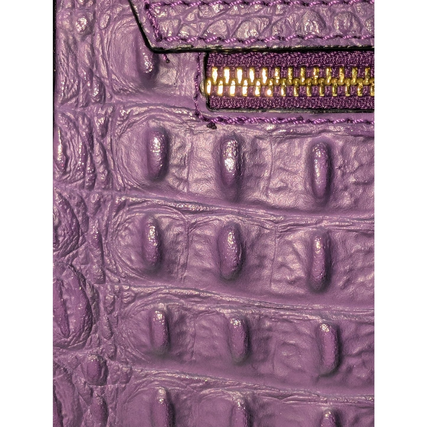 Firenze Italy Purple Leather Croc Embossed Long Strap/Short Strap Shoulder Bag