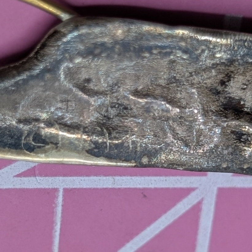 Vtg Sterling Brass Carnelian Stone & Freshwater Pearl Dangle Artisan Earrings