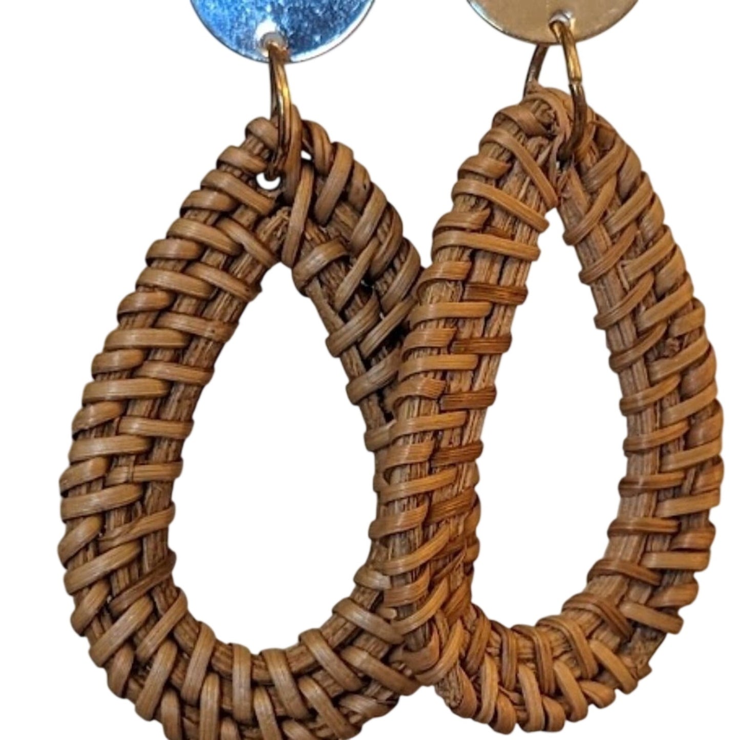 Rattan Woven Teardrop Dangle Earrings