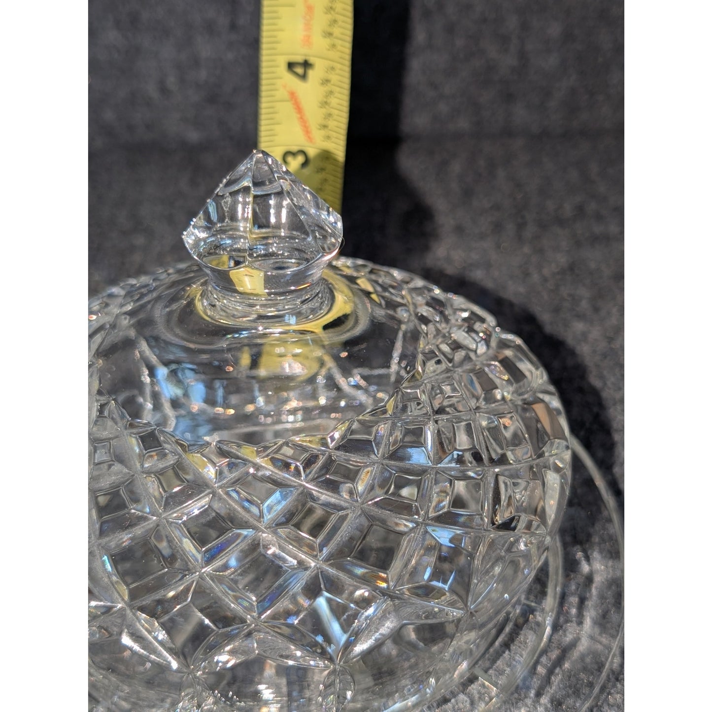 Vintage Diamond Cut 24% Lead Crystal Domed Cheese Plate