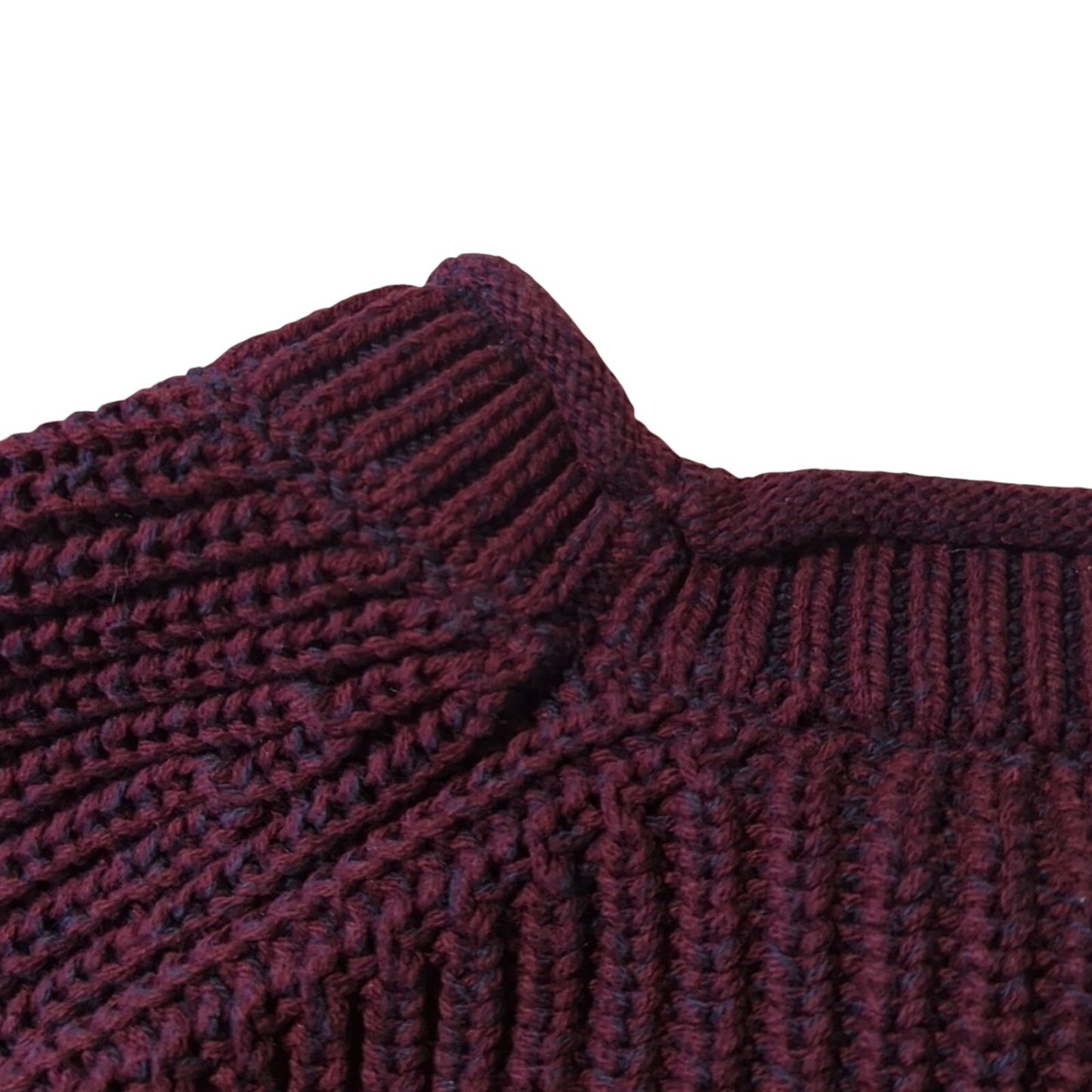 Ellen Tracy Port Marled Open Knit Pullover Rolled Neck Notched Hem Sweater Sz L