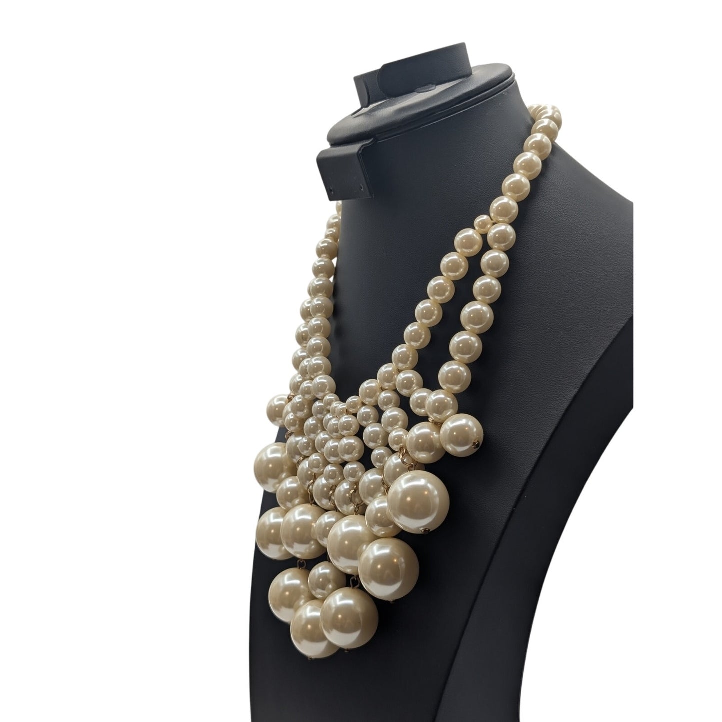 Huge Faux Pearl Statement 18"-21.5" Necklace