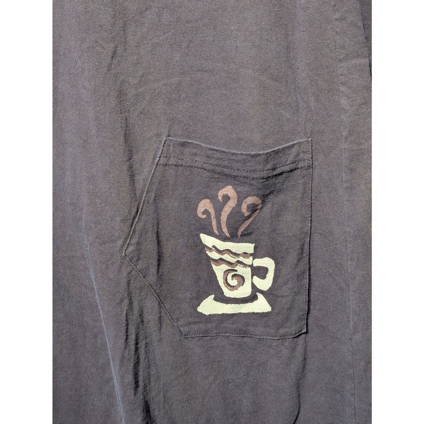 Vintage Mondo Lira 100% Cotton Brown Wearable Art Pocketed Coffee Kaftan Sz S