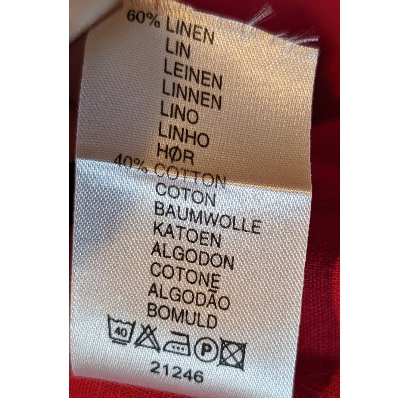 Red Linen Blend Tie Back Button Front V-Neck Short Sleeve A-Line Dress Sz XL
