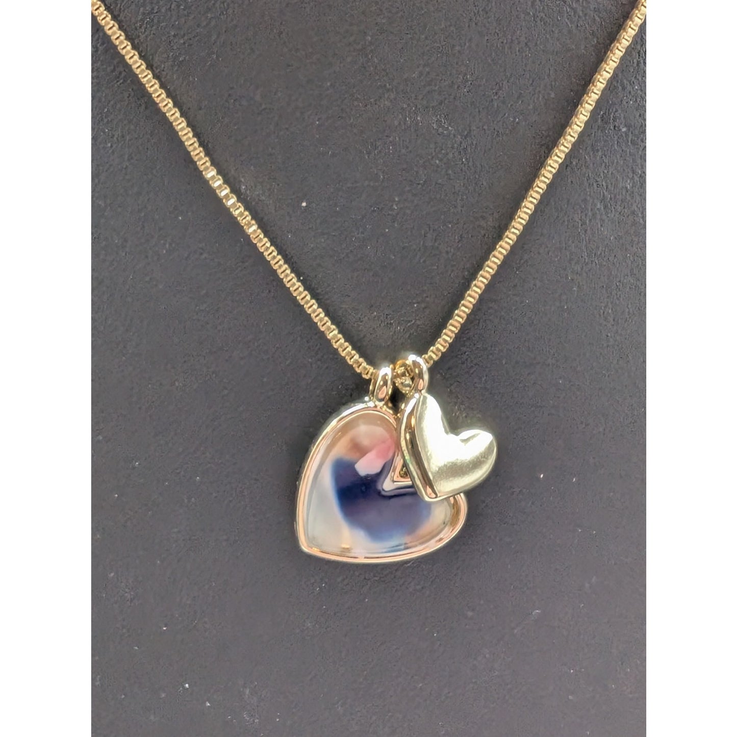 Loft Outlet NWT Double Heart Charm Gold Tone 16" 17" 18" Necklace