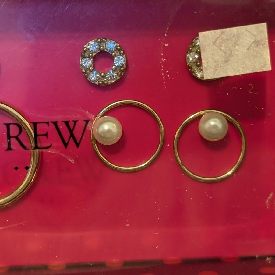Three Pack J. Crew Gold Tone Pierced Earrings Pack NWT