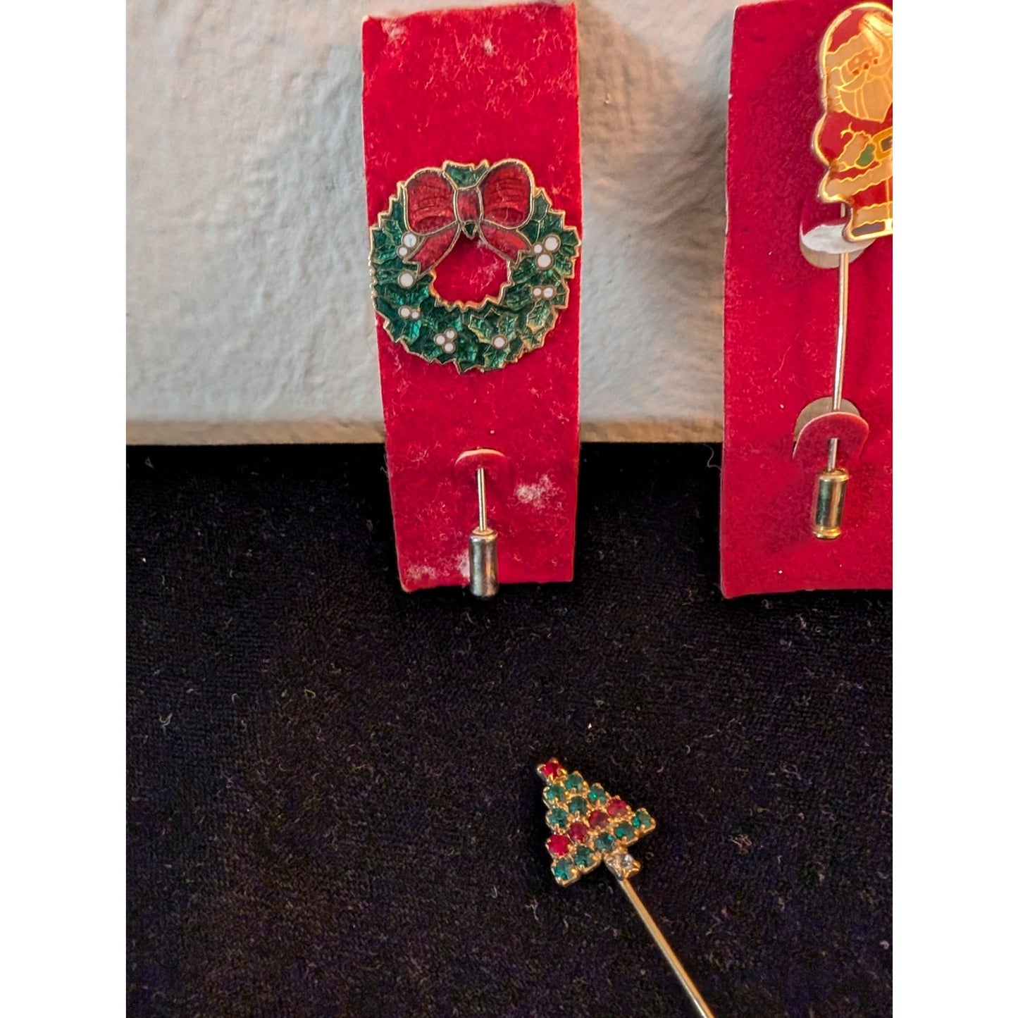Lot of Three Vintage Christmas Theme Stick Pins