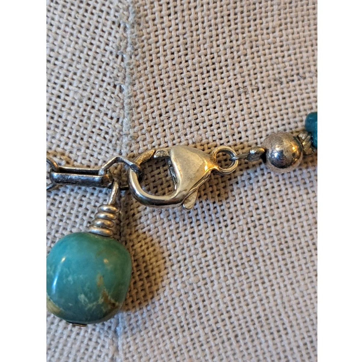Vintage Navajo & Sterling and Turquoise Pendant Necklace Signed Sterling NC