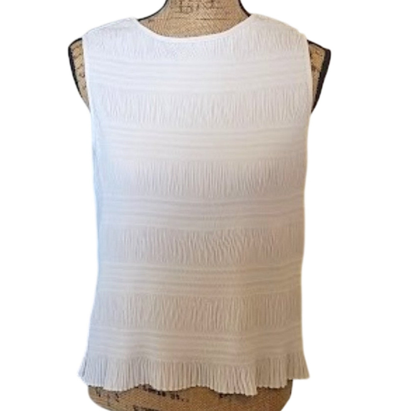 T Tahari Women's Small Petite Pleated Ruffled Cream Lined Shell