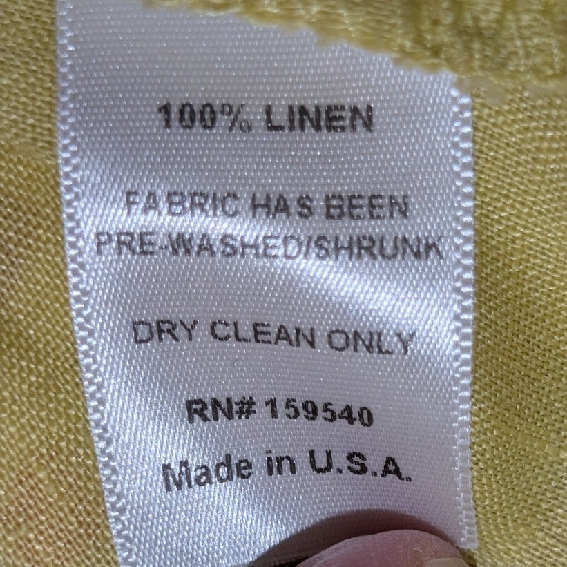 Lisa Bayne Chartreuse Yellow 100% Linen Short Sleeve Relaxed Loose Blouse Sz XS