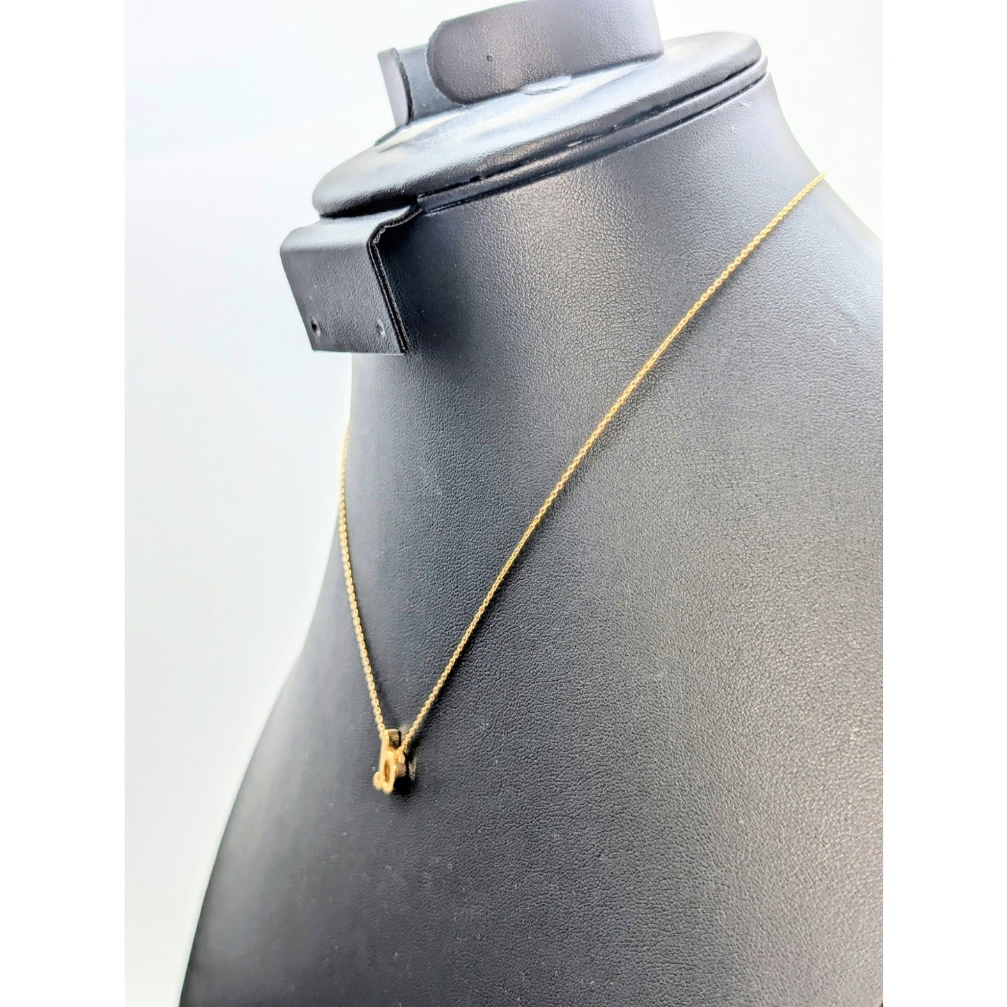 Lower Case 'b' or 'd' Initial Pendant Gold Tone 16" Necklace