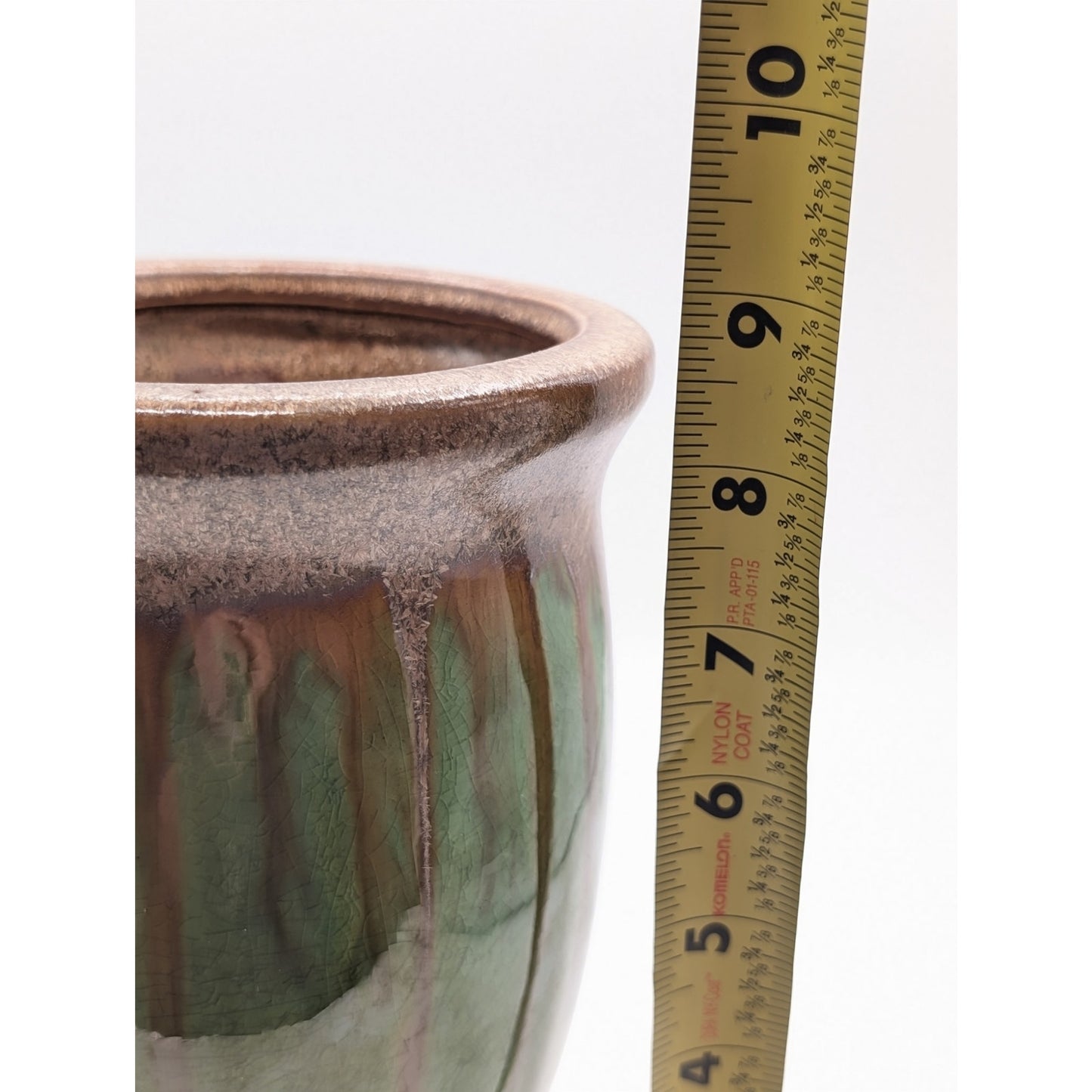 Mid-Century Modern Unsigned Green Drip Glaze Pottery Vase