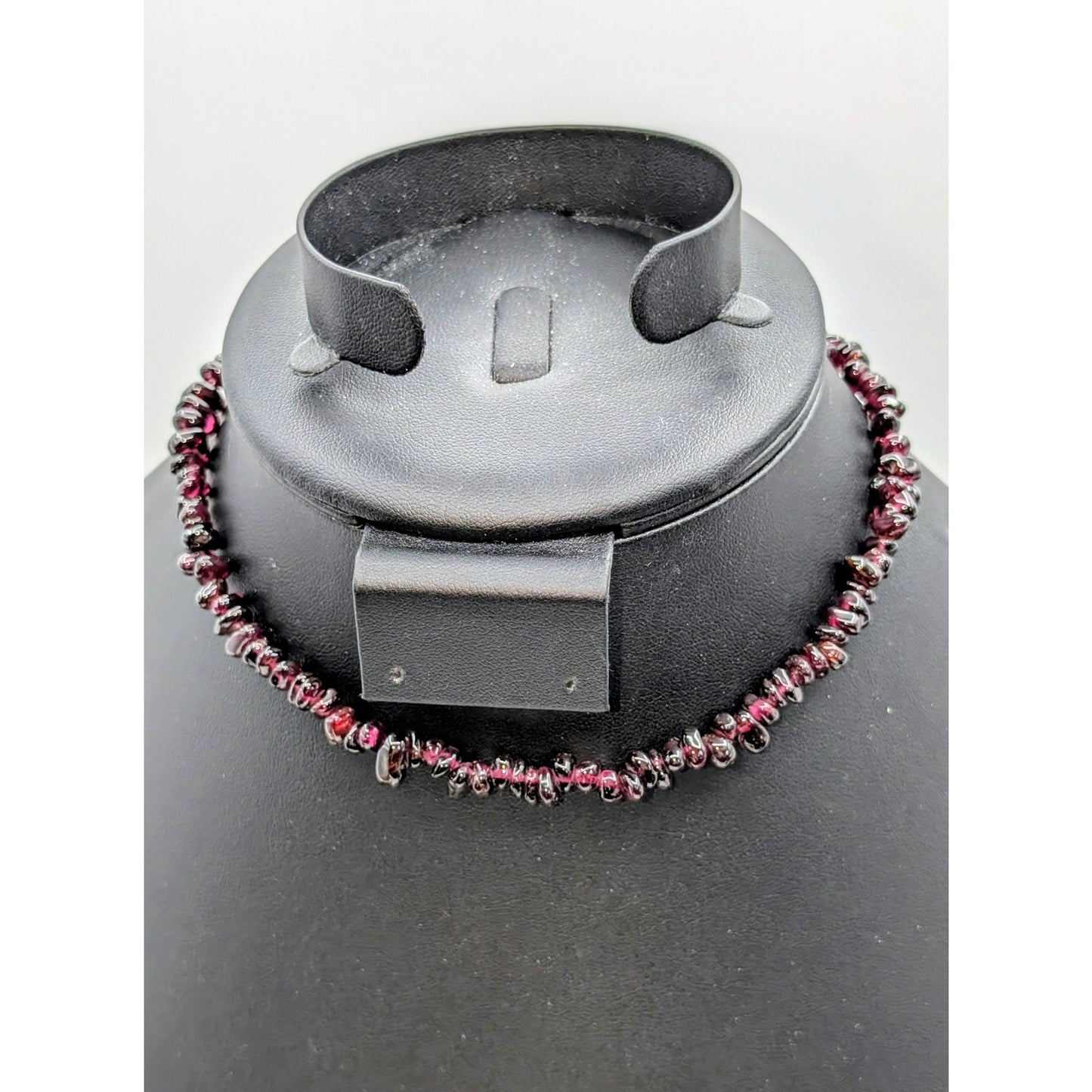 Vintage Purple Garnet Chip 14" Choker Barrel Clasp Necklace
