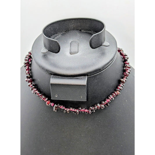 Vintage Purple Garnet Chip 14" Choker Barrel Clasp Necklace