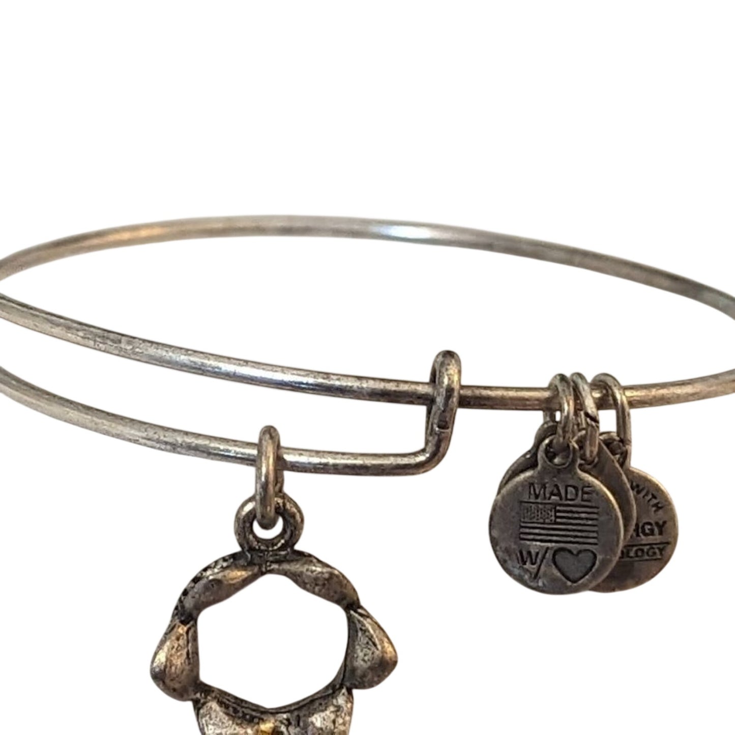Alex and Ani Silver Crown with Rhinestone Adjustable Slide Bangle Bracelet