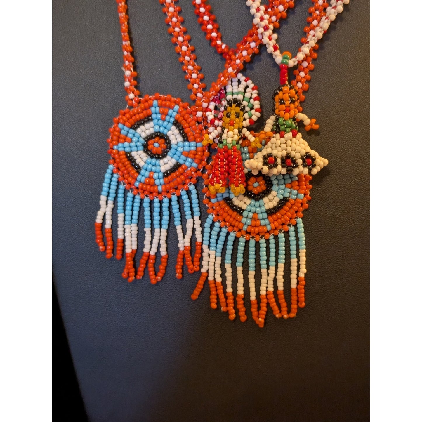 Lot of Four Native American Hand Beaded Seed Bead Vintage 70s Necklaces