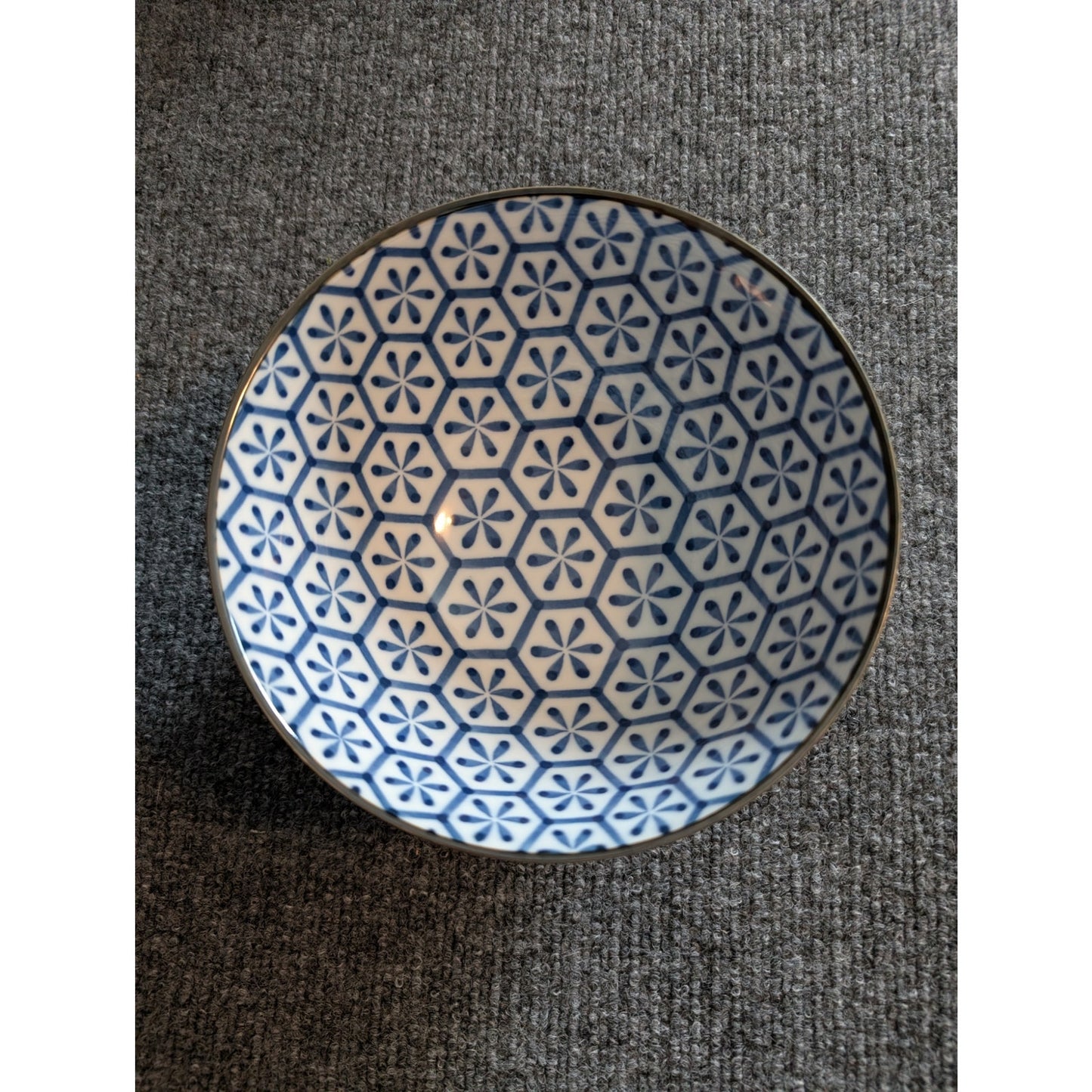 Blue White Made in Japan Rice Ramen Ceramic Bowl
