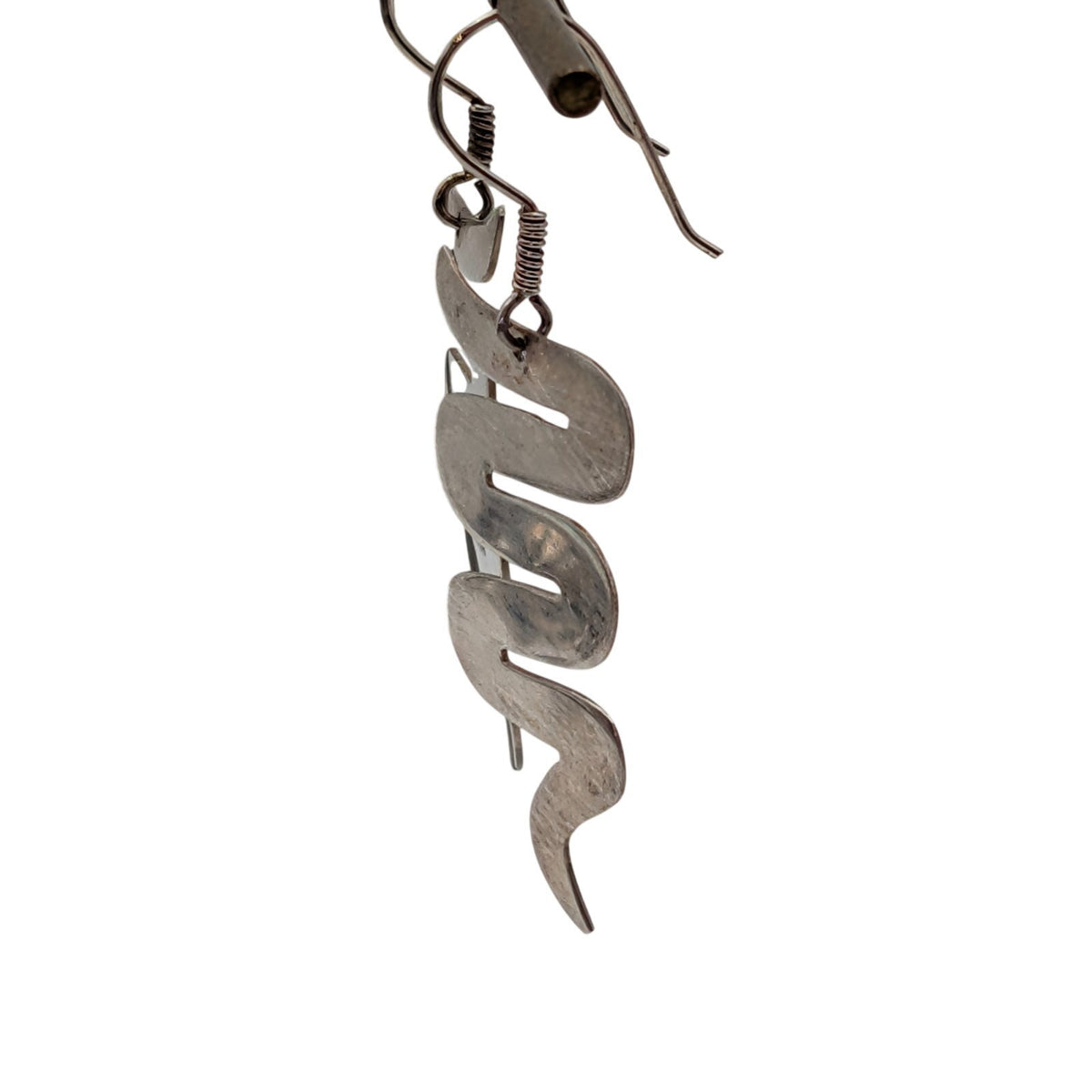 Vintage Artisan Mexico Sterling Modernist Zigzag Sterling Silver Dangle Earrings