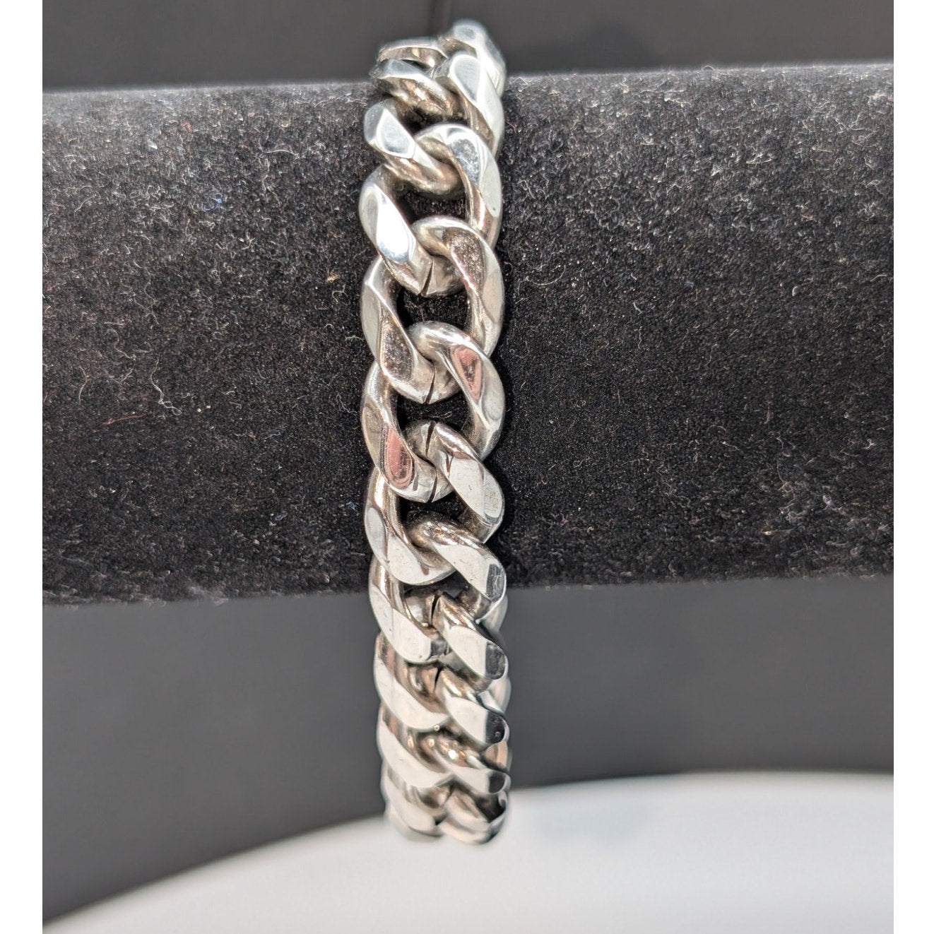 Vintage Stainless Steel 1/2" Wide 8.75" Long Curb Link Bracelet