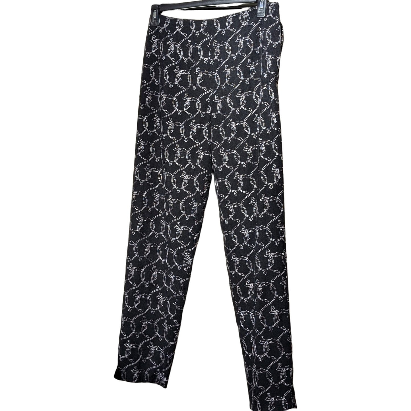 Talbots Black All Over Top Stitch Flat Front Side Stretch Zip Pant Womens Sz 10